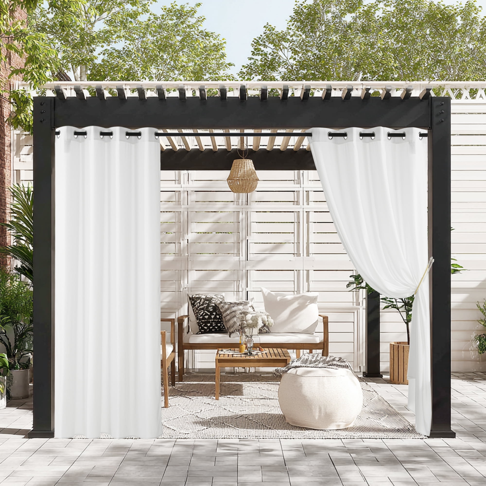 StangH Non-See-Through White Privacy Sheer Curtains 96 inches Long - 2 Panels Set Light & Privacy Balance Drapes With Grommet Design for Office/Baby Room/Office/Home Decor, W52 x L96