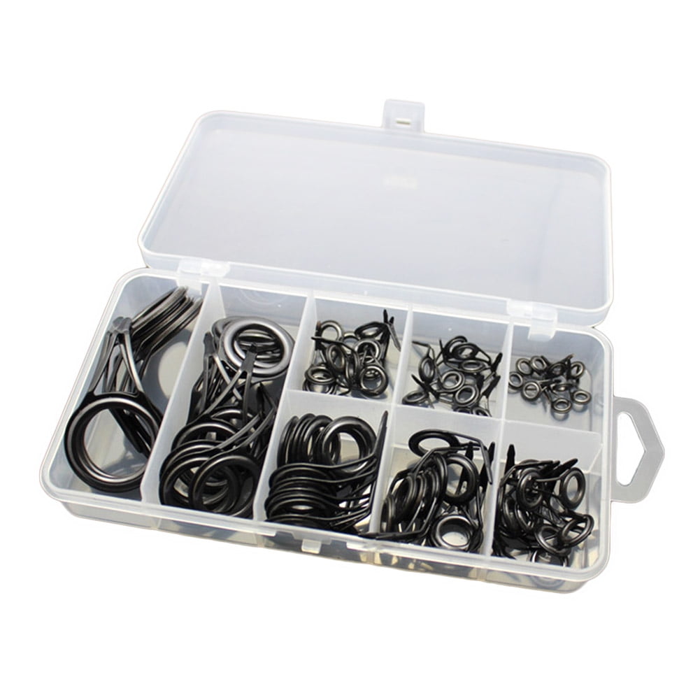 75pcs/set Stainless Steel Fishing Rod Pole Guide Double Eyes Rings Repair Kit for sale online 