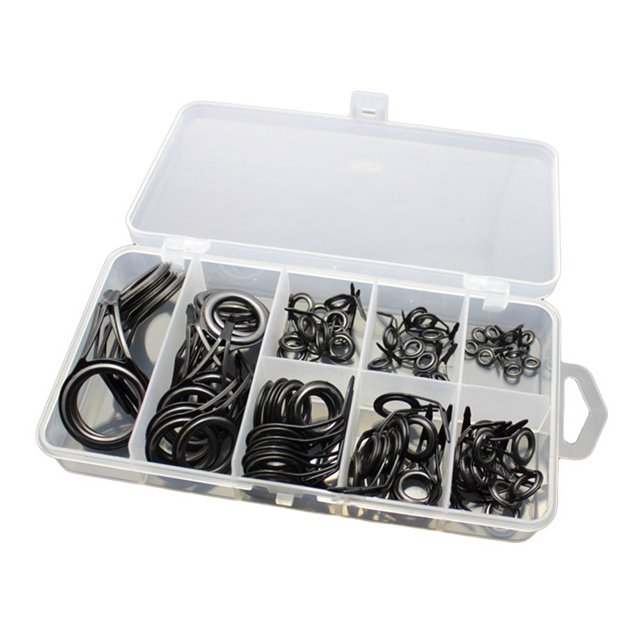 75 Pcs/ Set Fishing Rod Guide Tip Repair Kit Eye Rings Stainless Steel