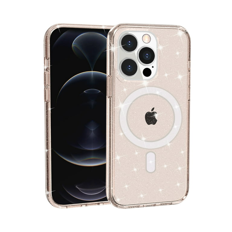 Uucovers for iPhone 14 Pro Max Bling Clear Case with MagSafe, TPU Shockproof Anti-Yellowing Scratch Resistant Slim Magnetic Glitter Transparent Case