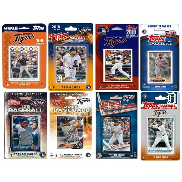 C&I Collectables TIGERS818TS MLB Detroit Tigers 8 Different Licensed Trading Card Team Sets