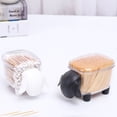 thumbnail image 3 of Soporte para palillos de dientes y bastoncillos de algodón con forma de elefante con tapa (blanco), 3 of 4