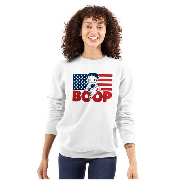 Betty Boop American Flag Patriotic Women Plus Size Sweatshirt Brisco Brands 2X