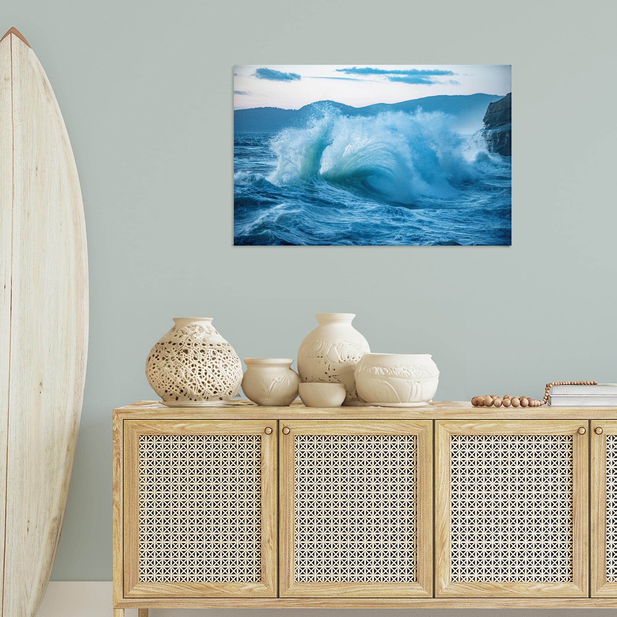 Stupell Industries Rolling Tsunami Wave Nautical & Beach Photography Wrapped Canvas Art Print Wall Art, 36 x 24