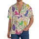 thumbnail image 1 of Balery Colorful Poodle Dog Camisa Casual de Manga Corta con Botones para Hombre, Texturizada, Estilo Cubano, para Playa, Verano-4X-Large, 1 of 5