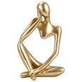 thumbnail image 2 of Golden Abstract Character Thinker Natural Resin Sculpture Statue Art Lovers Living Room Table Sculptures 1Pc, 2 of 5