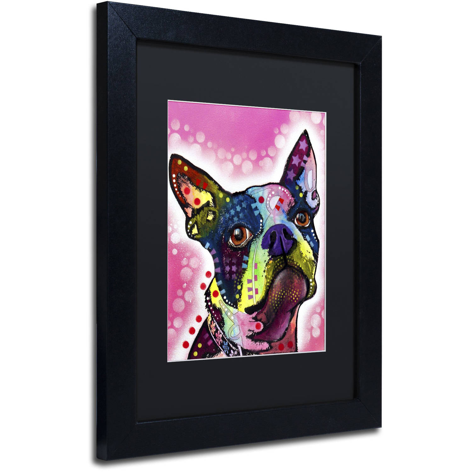 Trademark Fine Art "Boston Terrier" Canvas Art by Dean Russo, Black Matte, Black Frame