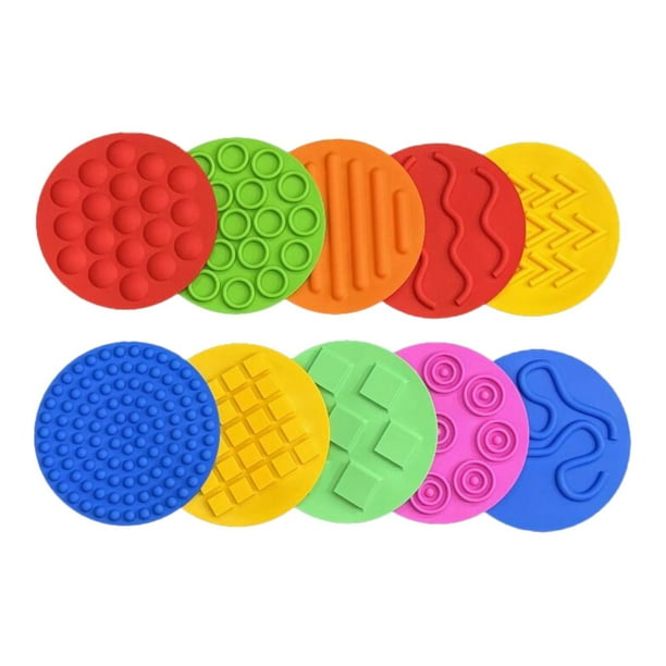 10 alfombrillas sensoriales con discos sensoriales, almohadillas sensoriales táctiles con círculos para niños, juego activo, motricidad fina,