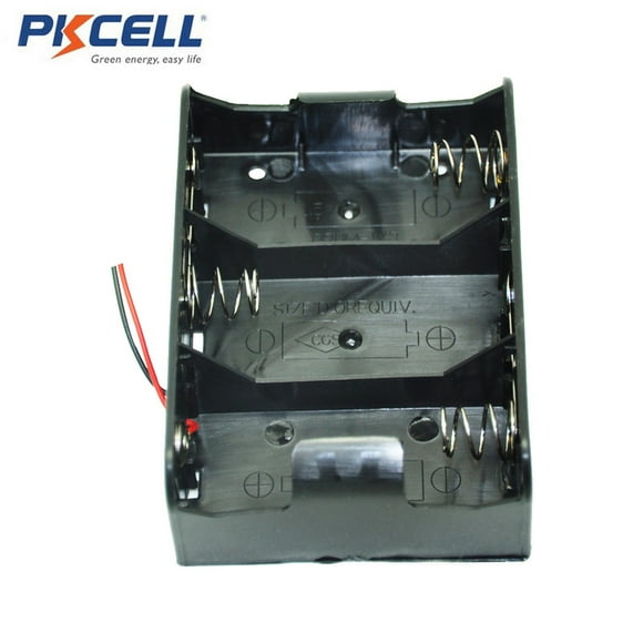 PKCELL 3xD Cell D Cell Holder Cell Case Boîte en Plastique de Stockage Ouverte Noire avec Fil 1PC