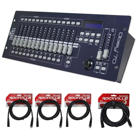 Chauvet DJ OBEY 70 Light/Fog DMX Lighting Controller+(3) 10ft.+25ft. DMX Cables