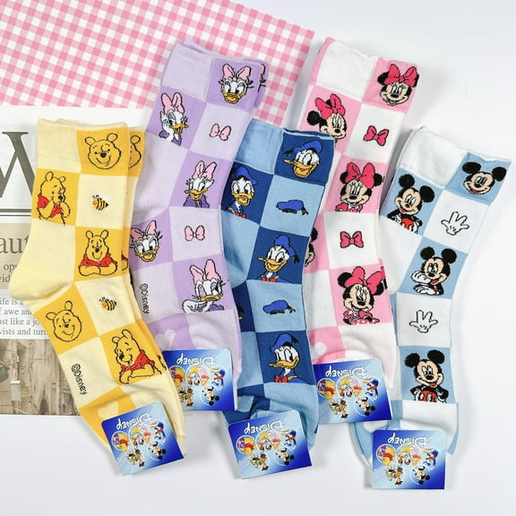 Disney Official Licensed Women Crew Socks Mickey Minnie Donald Daisy Friends Collections-5 Pack Set