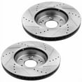 thumbnail image 3 of Front Drilled & Slotted Disc Brake Rotors + Ceramic Pads + Cleaner & Fluid Fits for 2013 2014 2015 2016 2017 2018 2019 Honda Accord (2.0L 2.4L 3.5L)-5 Lug Wheel Holes, 3 of 5