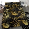 thumbnail image 4 of Juego de cama abanico dorado con motivos japoneses-Negro, 4 of 4