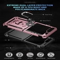 thumbnail image 6 of SaniMore Tri-layer Case for Samsung Galaxy Z Flip 5 6.7" 2023, 360° Rotating Holder/Kickstand Rugged PC Back + TPU Bumper Magnetic Car Mount Anti-fingerprint Heavy Duty Protective Case, Rosegold, 6 of 8