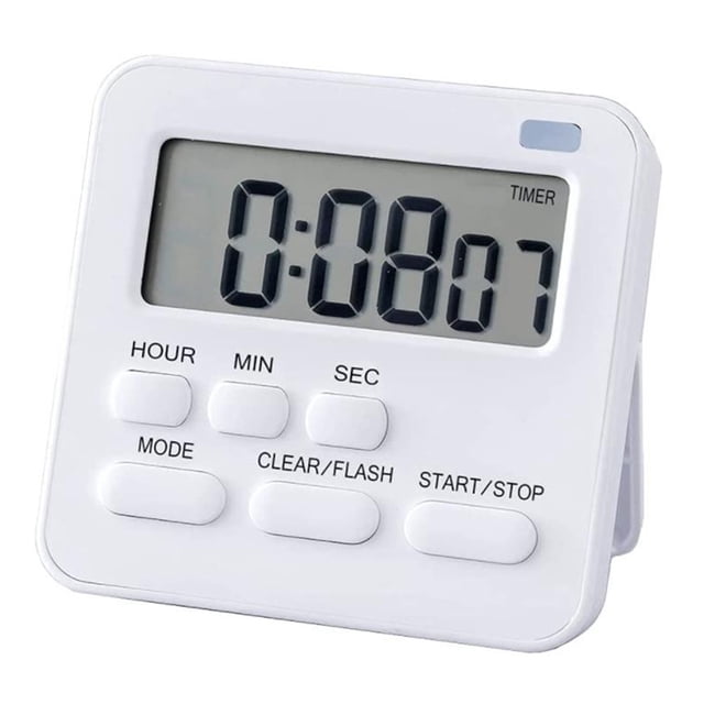 Kitchen Timer,Egg Timer with Clock,Digital Timer Stopwatch with LCD Loud Alarm for Cooking,Baking, Sports,Learning,Etc,1 x Kitchen Alarm Clock,White