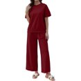 thumbnail image 2 of Shiqi-Ensemble d'Été 2 Pcs pour Femmes 2025 Hauts à Manches Courtes Pantalon Court Large Ensemble Décontracté, 2 of 4