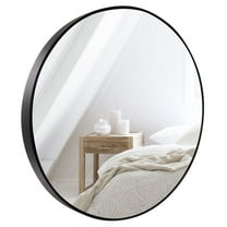 WallBeyond 24 Inch Aluminium Frame Round Bathroom Wall Mirror, Vanity Mirror, Home Decor, Black