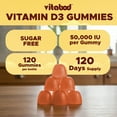 thumbnail image 6 of Vitabod Sugar Free Vitamin D3 50,000 IU Weekly Supplement - 120 Vegetable Vitamin D Gummies for Bones, Teeth, and Immune Support - Easy Chew Pure Vitamin D3 50000 IU- Non GMO Pills, 6 of 11