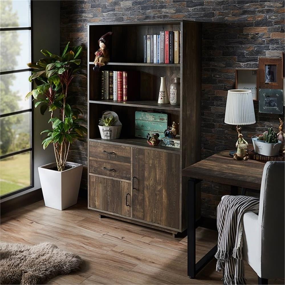 Furniture of America Berto Farmhouse Wood 3-Shelf Bookcase in Reclaimed Oak