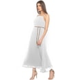 thumbnail image 2 of eloria Women's Long A-line Dress Party Wear Strip Dress Size: M | Color: White, 2 of 6
