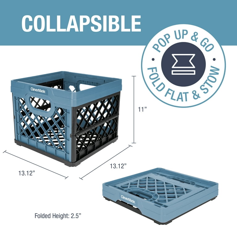 CleverMade Collapsible Crates Fold Down Small for Storage
