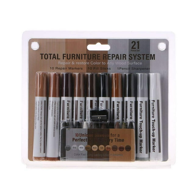 Touch Up Paint Pen, Wood Markers Furniture Repair, Furniture Markers Touch Up, Furniture and Wood Floor Markers and Crayons Repair Kit, Multi Color Wood Scratch Repair Pen Set, 1set 20Pcs