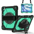 thumbnail image 3 of ELEHOLD Rugged Hybrid Case For Apple iPad Air 13 (2024), with Built-in Kickstand 360° Rotating Handstrap Pencil Holder Crossbody Shoulder Strap Shockproof Heavy Duty Case, Black+Mint, 3 of 10