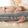 thumbnail image 5 of QUEEN ROSE Pregnancy Pillows, U Shaped Full Body Pillow for Sleeping Support, 55 Inch Maternity Pillow for Pregnant Women with Removable Velvet Cover, Grey, 5 of 11