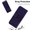 thumbnail image 3 of Wallet Case Designed for Samsung Galaxy A14 5G, Slim Sunflower Embossed Magnetic Closure Card Holder Slots PU Leather Flip Stand function Cover with Wrist Strap for Samsung Galaxy A14 5G,Purple, 3 of 8