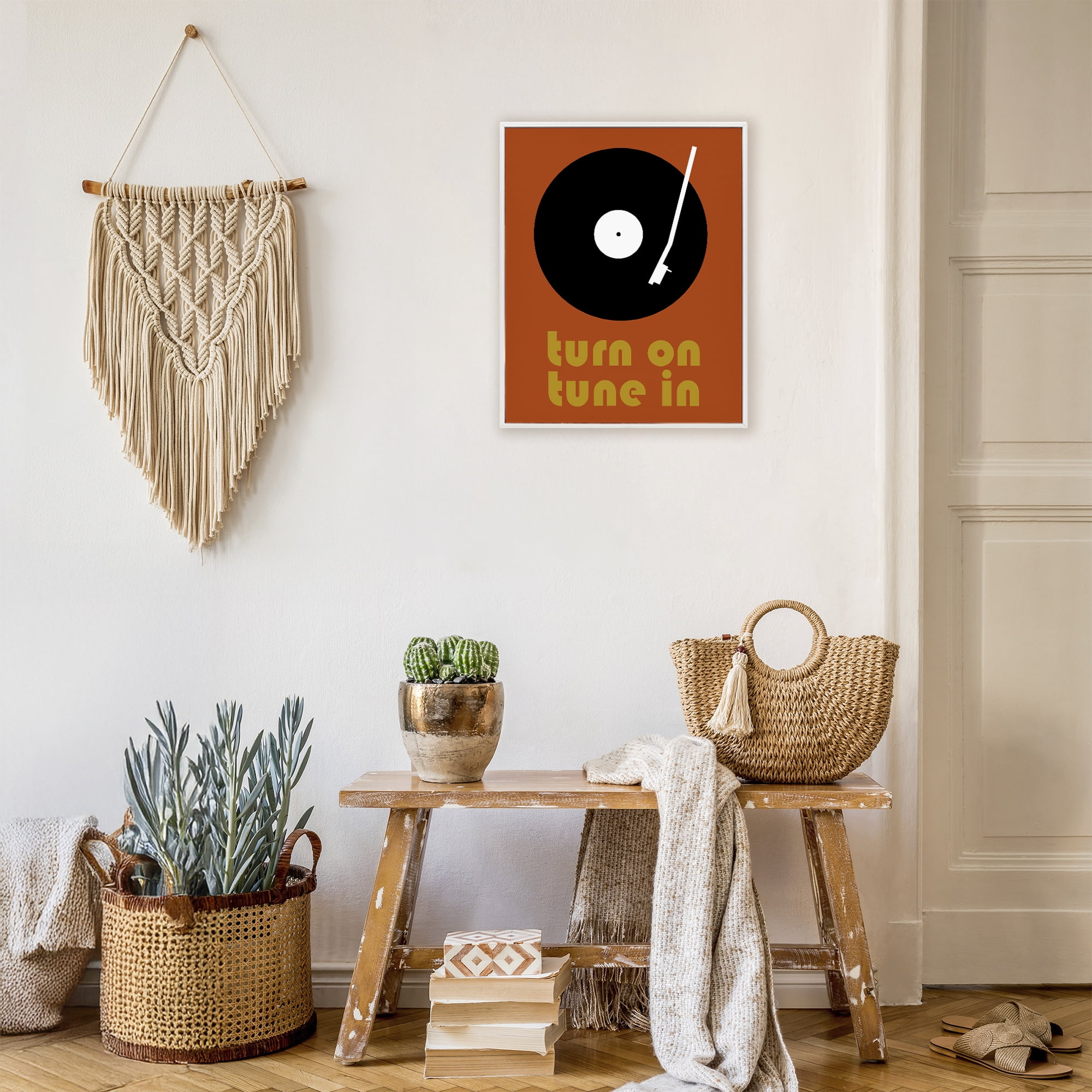 Stupell Industries Turn On Tune In White Framed Giclee Art, design by Tom Quartermaine