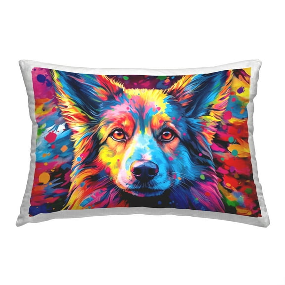 Stupell Industries Modern Splash Dog Portrait Decorative Printed Throw Pillow, 14 x 20
