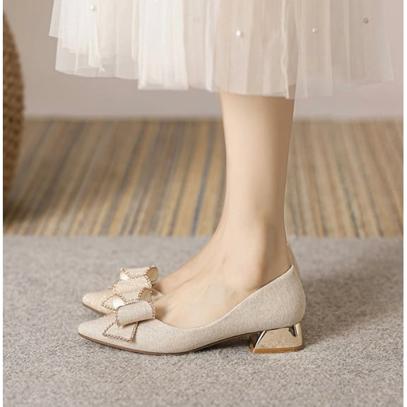 Women's Chunky Closed Block Heels Work Pumps Comfortable Dress Wedding Shoes for Party Office