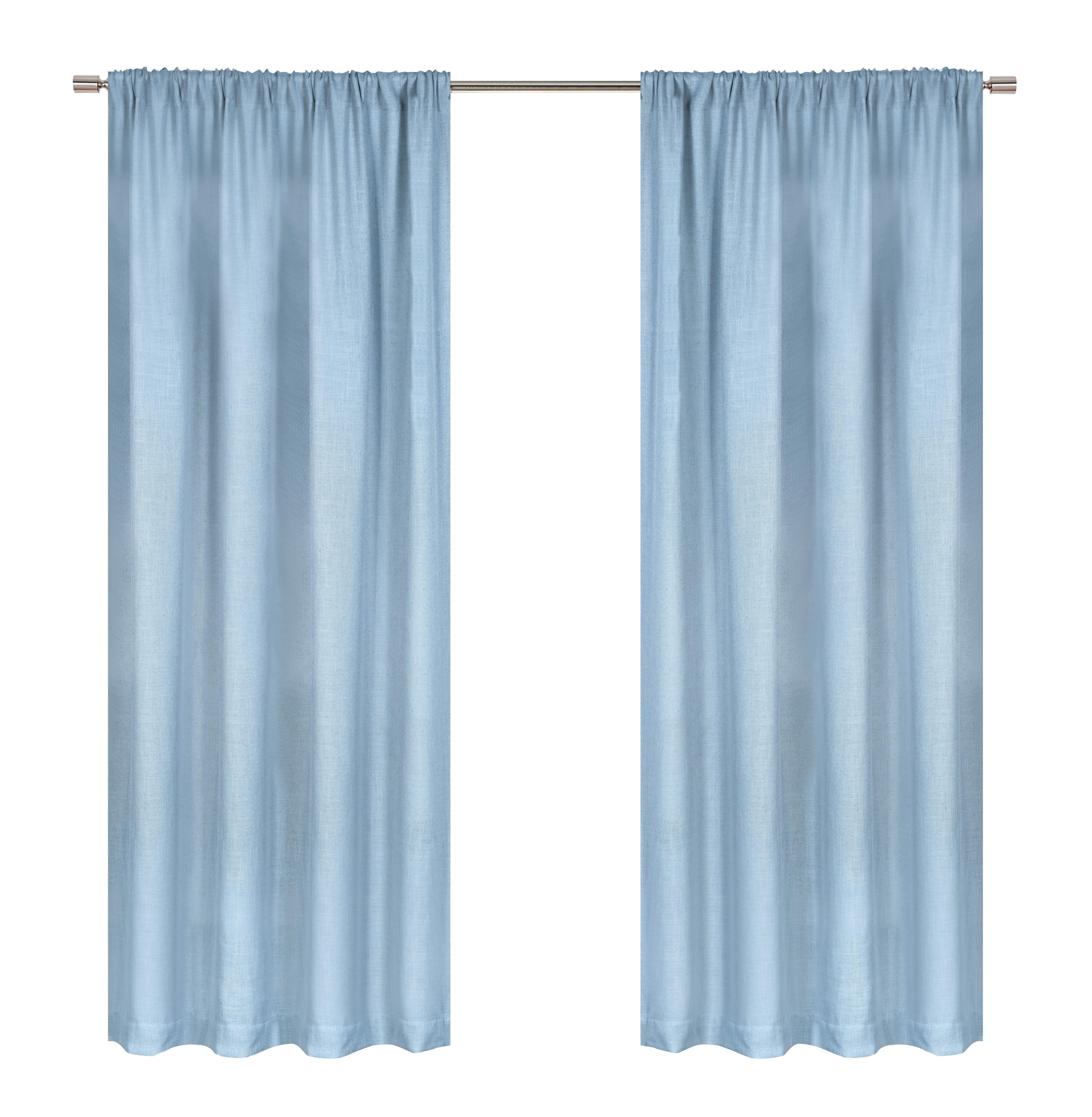 Better Homes & Gardens Linen Blend Rod Pocket Curtain Panel, Single Panel, Blue Water, 50 in W x 84 in L