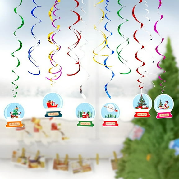 Vikakiooze 2022 Christmas Hanging Swirl Decorations, 12pcs Foil Ceiling Hanging Swirl Yard Party Christmas Decorations