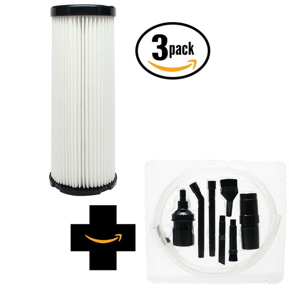 3-Pack Replacement Dirt Devil 088150 Vacuum HEPA Filter with 7-Piece Micro Vacuum Attachment Kit - Compatible Dirt Devil 3JC0280000, F1 HEPA Filter