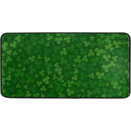

Bestwell St Patrick s Day Clover Kitchen RUG Non-Slip Bath RUG Doormats Anti Fatigue Runner Comfort Floor Mat 39 x 20 Inch