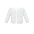 thumbnail image 5 of Girls Dress 2PC Set White Floral Lace Glitter Tulle Skirt 3/4 Sleeve 6 Years, 5 of 7