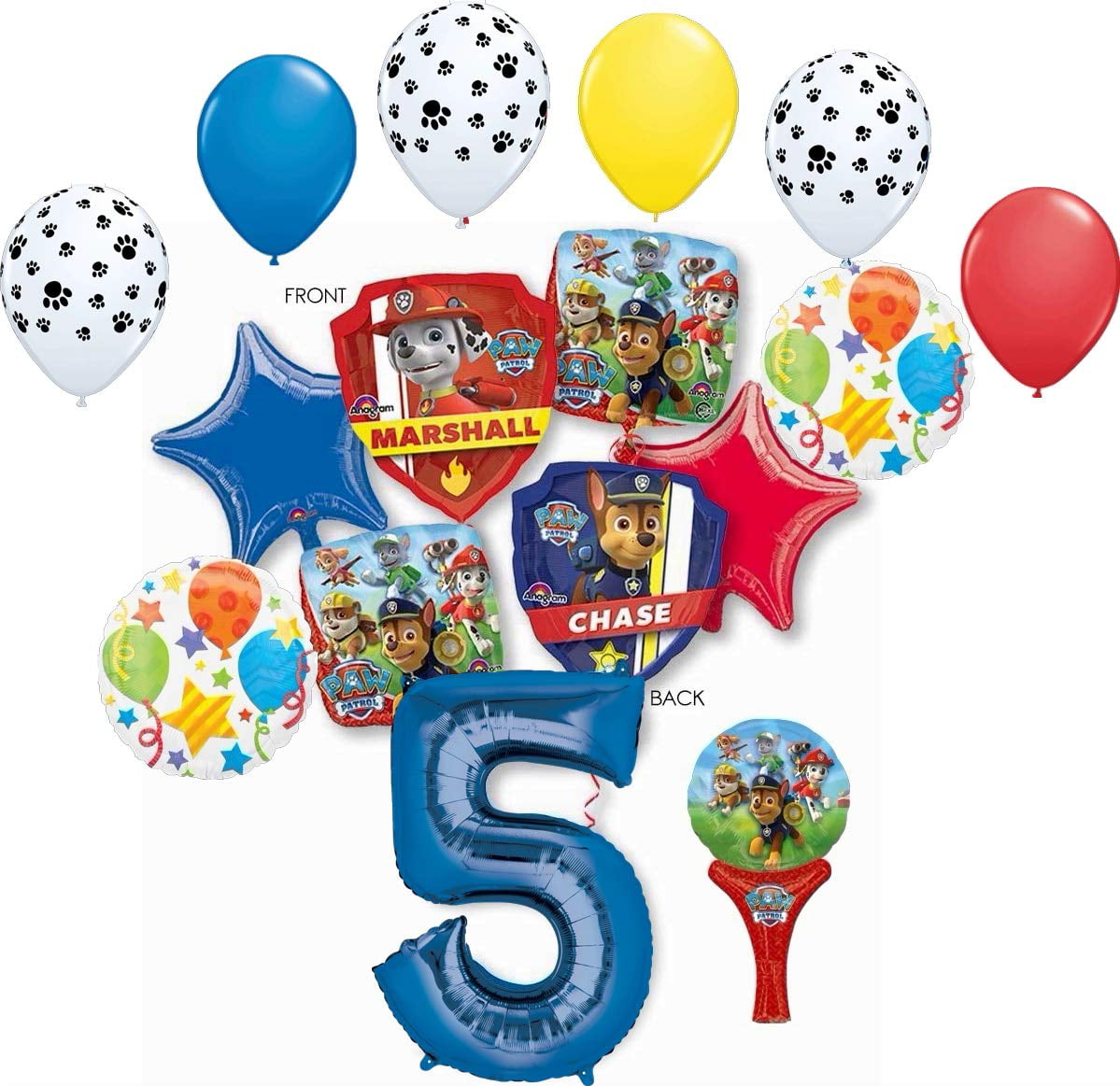 5 Paw Patrol Table CenterPieces Birthday Foil Balloons Decorations Favors Prizes 
