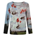 thumbnail image 4 of Corset pour Femmes Impression Animale Col Rond Manches Longues Hauts Décontractés Blouse Grande Taille Blouses pour Femmes en Solde, 4 of 5