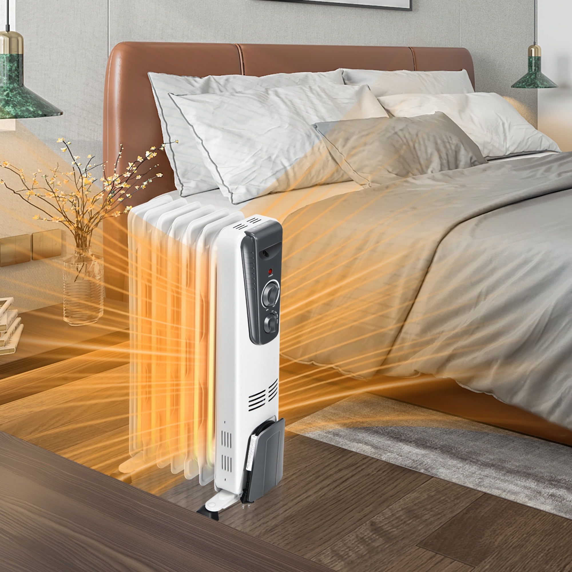 Gymax 1500W Oil Filled Radiator Heater Portable Space Heater w/ 3 Heat  Settings - Walmart.com