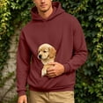 thumbnail image 3 of Pet Pouch Hoodie for Men Fall Winter Long Sleeve Loose Hooded Sweatshirt with Dog Pouch Cat Carrier Hoodies, 3 of 8