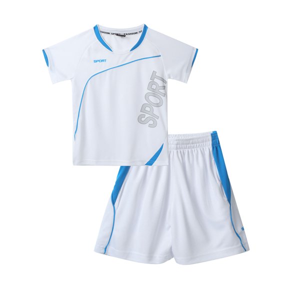 Riismen Kids Boys Basketball Football Quick Dry Suit Workout Sports Costume Soccer Jersey Outdoor Running Sports Set White 22