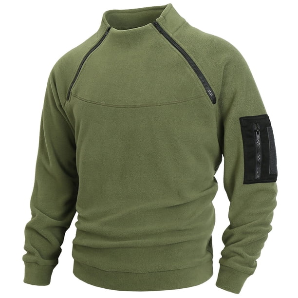 pstuiky Camisas de manga larga abrigadas para hombre, Suéter de forro polar con media cremallera y retazos para hombre, manga larga, cuello vuelto, cuello alto, abrigo de medio cuello salir tops s