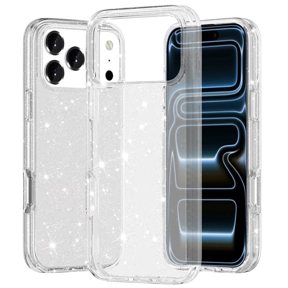 For Apple iPhone 18 Pro Glitter Ultra Thick 3mm Transparent Hybrid Case Cover - Clear