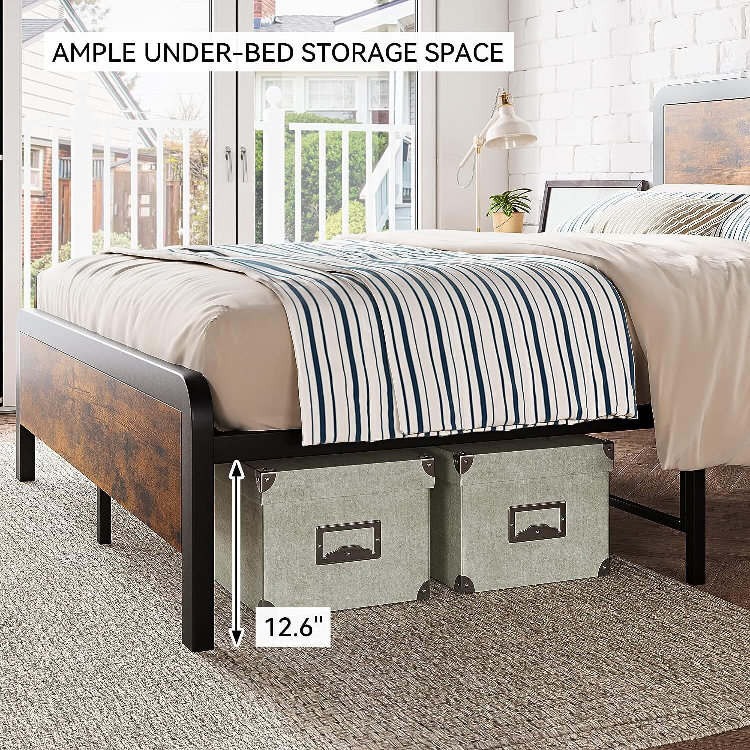 WhizMax Twin Bed Frame with Wood Headboard, Footboard, Heavy Duty Metal Slats Support, Rustic Brown - Walmart.com WhizMax Twin Bed Frame with Wood Headboard, Footboard, Heavy Duty Metal Slats Support, Rustic Brown - Walmart.com