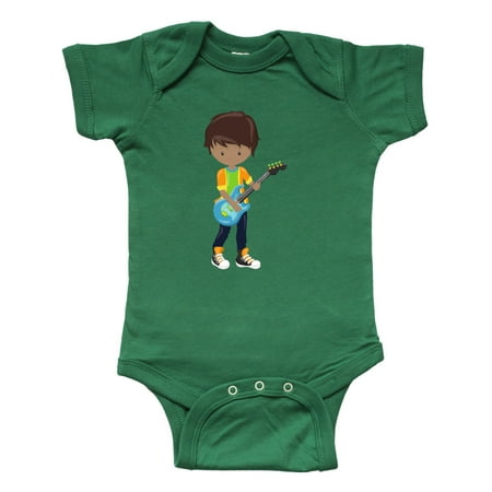 

Inktastic African American Boy Rock Boy Boy Playing Guitar Gift Baby Boy Bodysuit