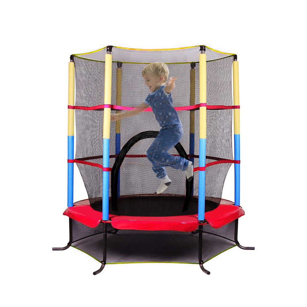 55" Kids Mini Round Trampoline Exercise Jumping Safety Pad Enclosure Indoor 