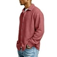 thumbnail image 4 of Dwellite Men's Button Down Shirt 2026 Spring Fashion Jacket Casual Long Sleeve Lightweight Solid Color Shirts Wine XL, 4 of 7