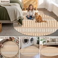 thumbnail image 4 of Round Rug 3ft Area Rug, Farm Lattice Houndstooth Pattern Area Rugs for Living Room Bedroom, Rustic Beige Khaki Plaid Floor Mat Non-Shedding Non-Slip Carpet Indoor Accent Rugs, 4 of 9