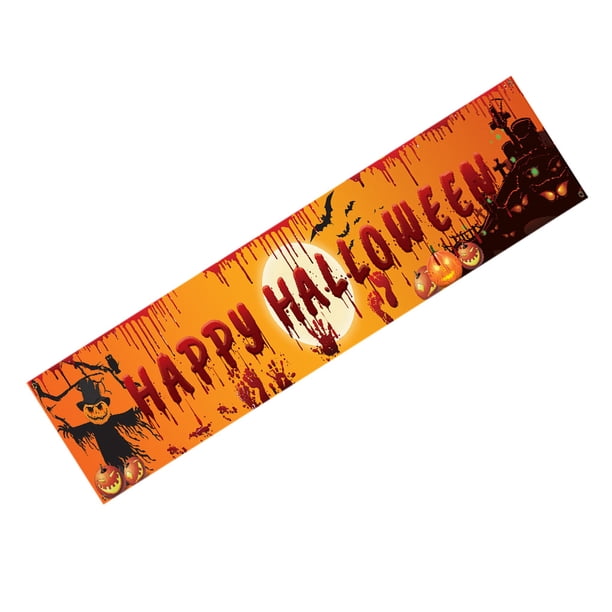 Inteprter 1 pieza Feliz Halloween murciélago sangriento calabaza fantasma estampado fiesta telón de fondo cartel colgante decoración de Halloween Kits de decoración para fiestas FSM-007 Inteprter HA007354-02